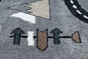 Dětský kusový koberec Fun Route Street animals grey 160x220 cm