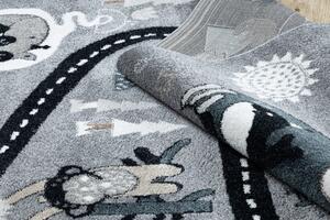 Dětský kusový koberec Fun Route Street animals grey 160x220 cm