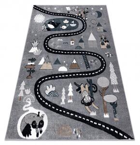 Dětský kusový koberec Fun Route Street animals grey 80x150 cm