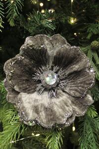 Tmavě šedá sametová magnolie na kolíčku 14cm