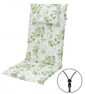 Doppler ELEGANT 2233 bílá/zelená, vysoký polstr na křesla a židle s podhlavníkem, 48x119x6 cm