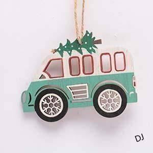DECOLED Ozdoba, autobus, 12 x 9,5 cm, dřevěná