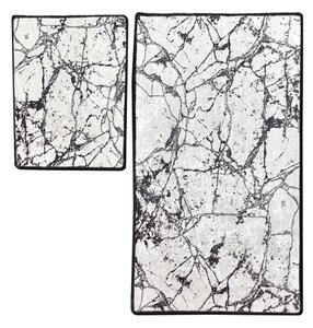 SADA 2x Koupelnová předložka MARBLE 60/100 cm bílá/černá
