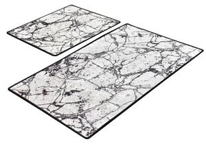 SADA 2x Koupelnová předložka MARBLE 60/100 cm bílá/černá