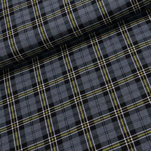 Flanel bavlněný A-01 šedo-žluté káro, š.150cm (látka v metráži)
