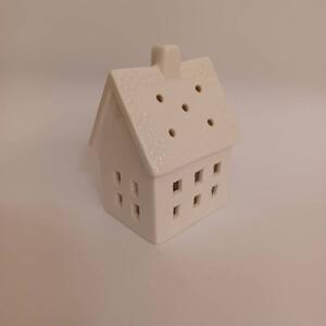 DECOLED Keramický domeček, 7 x 6 x 10 cm, teple bílá, 2xLR44