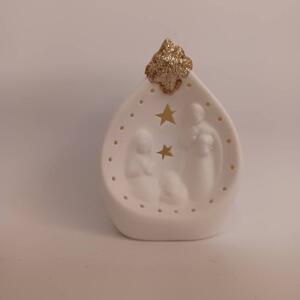 DECOLED Keramický betlém, 7,8 x 5,5 x 10 cm, teple bílá, 2xLR44