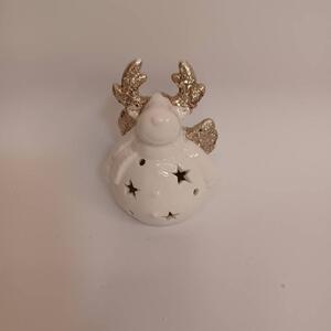 DECOLED Keramický sob, 7,3 x 6,5 x 9,3 cm, teple bílá, 2xLR44