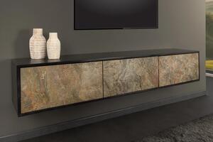 Designový závěsný TV stolek Quillon III 160 cm přírodní kámen
