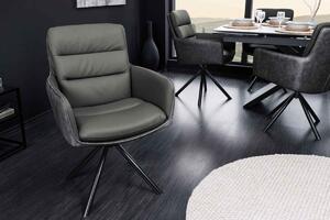 Designová otočná židle Maddison šedá kůže