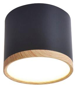 LED stropní bodové světlo EMILIA-ROMAGNA, 9W, denní bílá, 8,8x7,5cm, kulaté, černé, imitace dřeva
