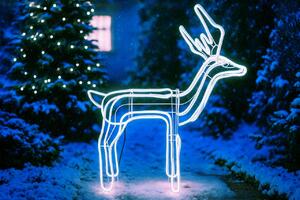 Venkovní vánoční LED svítící sob – 93 × 102 cm, LED neon flex, skládací konstrukce Barva: Studená bílá