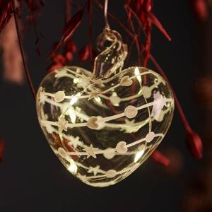 SIRIUS LED světelná dekorace, čiré, srdce, 8 cm, bílý dekor