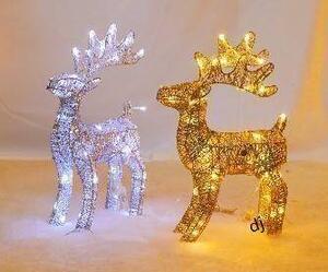 DECOLED 3D LED svítící jelen 40 cm, teple bílý, IP44 venkovní