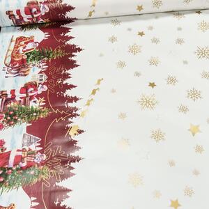 Sareha ubrus PVC s textilním podkladem vánoční 1264-3, santovy Vánoce bílé, š.140cm (metráž)