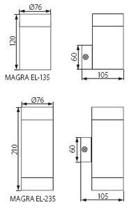 Kanlux Fasádní přisazené svítidlo MAGRA EL-135 jednostranné pro 1ks žárovky GU10 IP44 stříbrné chromové 18010