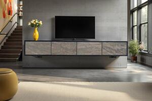 Designový závěsný TV stolek Quillon 200 cm přírodní kámen