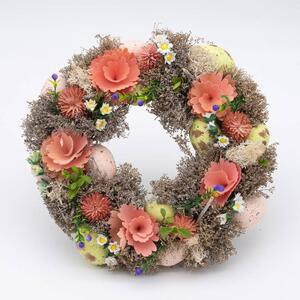 DECOLED Velikonoční věnec, 30 x 8 cm, růžové květy