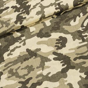 Bavlněné plátno POLO khaki-smetanový maskáčový vzor, š.160cm (látka v metráži)