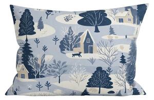 Flanelový povlak na polštář SNOWY VALLEY 50x70 cm, modrý