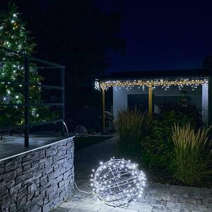 DECOLED 3D LED světelná koule, pr. 80 cm, ledově bílá, černý kabel