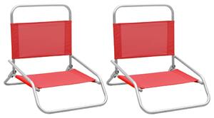 Skládací plážové židle 2 ks červené textil