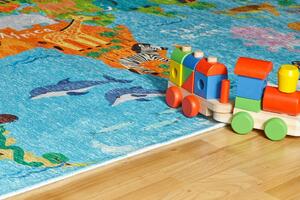 Dětský kusový koberec Torino kids 233 WORLD MAP 80x120 cm