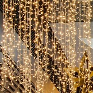 DECOLED Easy Fix LED světelný závěs interiér, 100 × 150 cm, teple bílá, 150 diod, 10 pramenů, čirý kabel, IP20, prodlužovací