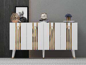 Konzolový stolek Pometu (bílá + zlatá). 1093455