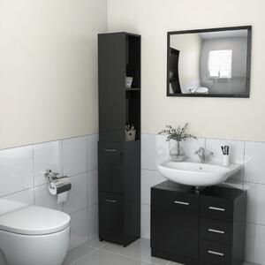 Koupelnová skříňka černá vysoký lesk 25x25x170 cm dřevotříska