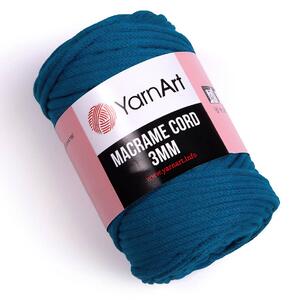 Pletací / háčkovací příze YarnArt MACRAME CORD 3mm 789 petrolejově modrá, jednobarevná 250g/85m