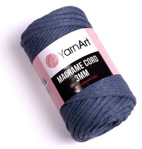 Pletací / háčkovací příze YarnArt MACRAME CORD 3mm 761 jeansově modrá, jednobarevná 250g/85m