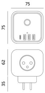 Rozbočovací zásuvka s vypínačem LINEA 3x230V + 4xUSB A/C černá
