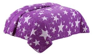 Bavlissimo Přehoz na postel prošívaný hvězdy fialová 200 x 240 cm