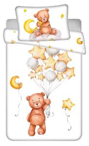 Jerry Fabrics Dětské povlečení do postýlky MEDVÍDEK CUTE BABY, bílé, bavlna hladká, 100x135cm + 40x60cm