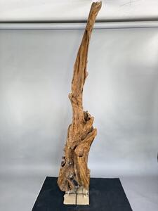 Sochařský kořen teaku na černém ocelovém stojanu 225 cm