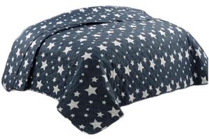 Bavlissimo Přehoz na postel prošívaný hvězdy menší šedá 200 x 240 cm