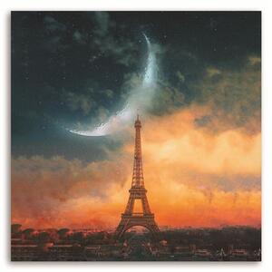 Obraz na plátně Noc a měsíc v Paříži - Rokibul Hasan Rozměry: 30 x 30 cm