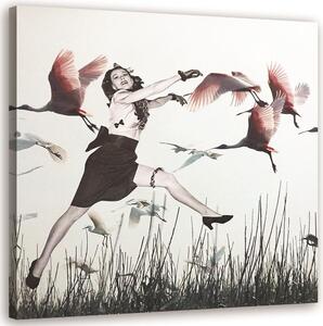 Obraz na plátně Žena běžící na louce - Lili Chartrand Rozměry: 30 x 30 cm