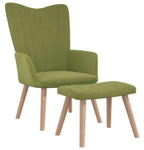 Relaxační křeslo se stoličkou světle zelené samet
