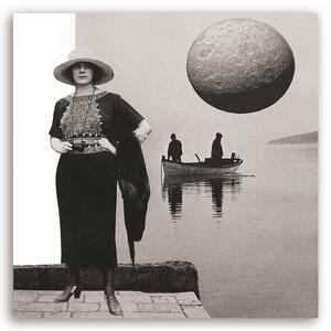 Obraz na plátně Žena stojící na mostě přes jezero - Lili Chartrand Rozměry: 30 x 30 cm