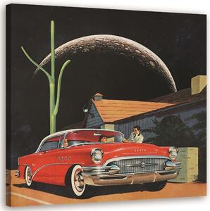 Obraz na plátně Červené auto před domem - Lili Chartrand Rozměry: 30 x 30 cm