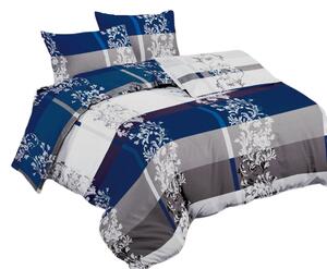 Bavlissimo 7-dílné povlečení ornamenty bavlna/mikrovlákno modrá šedá bílá 140x200 na dvě postele