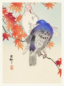 Obrazová reprodukce Two Pigeons (Japandi Vintage) - Ohara Koson, (30 x 40 cm)