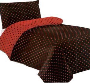 Bavlissimo Dvoudílné povlečení bavlna/mikrovlákno puntíky černá červená 140x200, 70x90