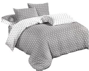 Bavlissimo 7-dílné povlečení puntíky bavlna/mikrovlákno oboustranné šedá bílá 140 x 200 na dvě postele