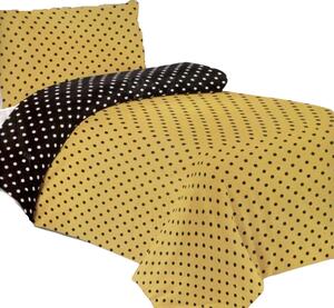 Bavlissimo Dvoudílné povlečení bavlna/mikrovlákno puntíky žlutá černá 140x200, 70x90