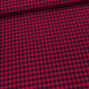Flanel směsový tkaný / oboustranný, červeno-černá kostička, š.150cm (látka v metráži)