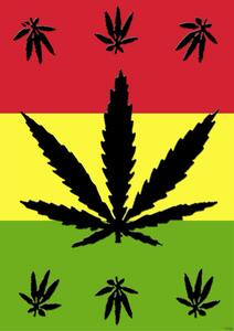 Plakát, Obraz - Marijuana Leaf - On rasta colours