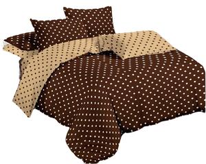 Bavlissimo 7-dílné povlečení puntíky bavlna/mikrovlákno hnědá žlutá 140x200 na dvě postele